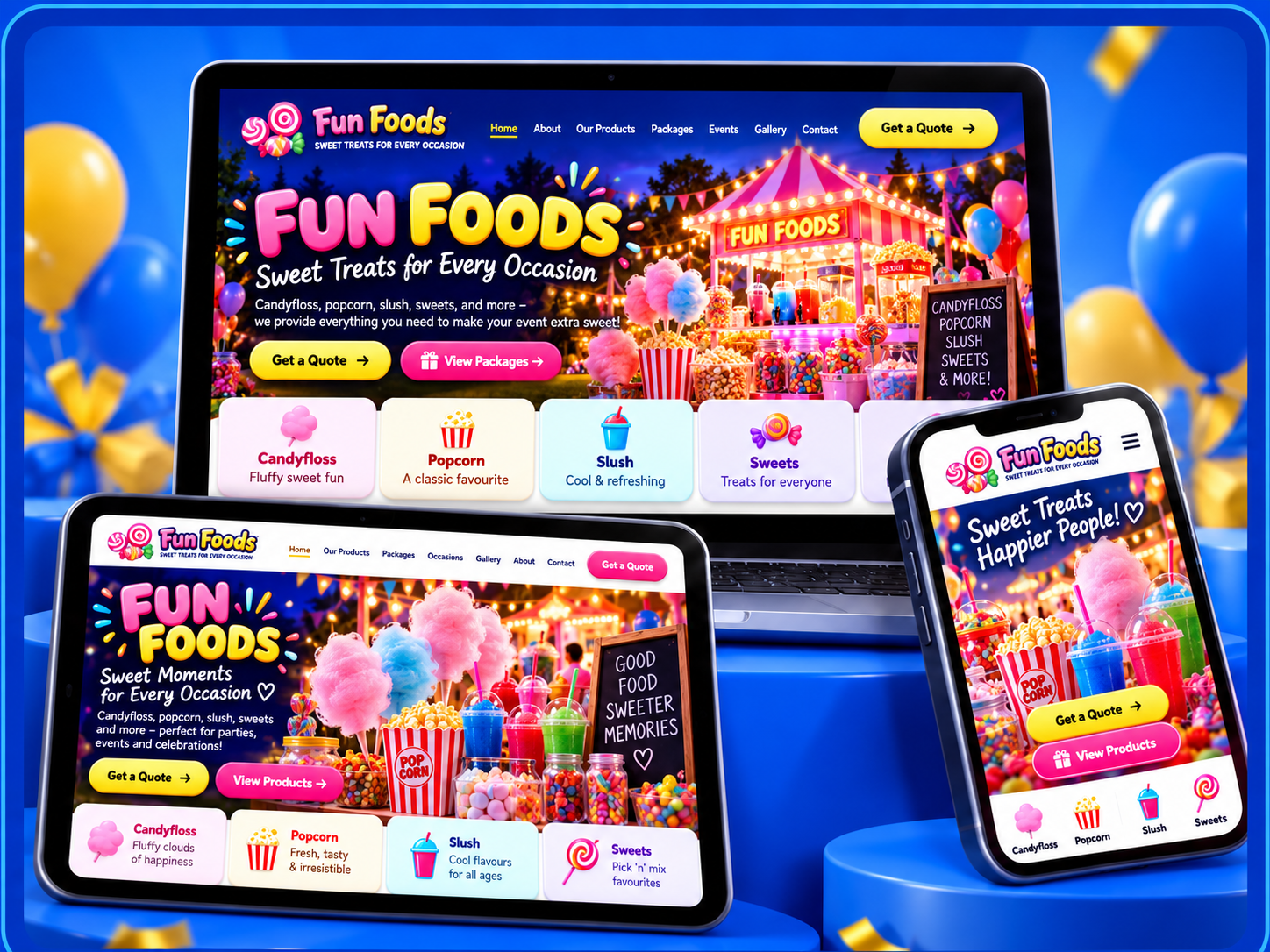 Example party hire website template 2