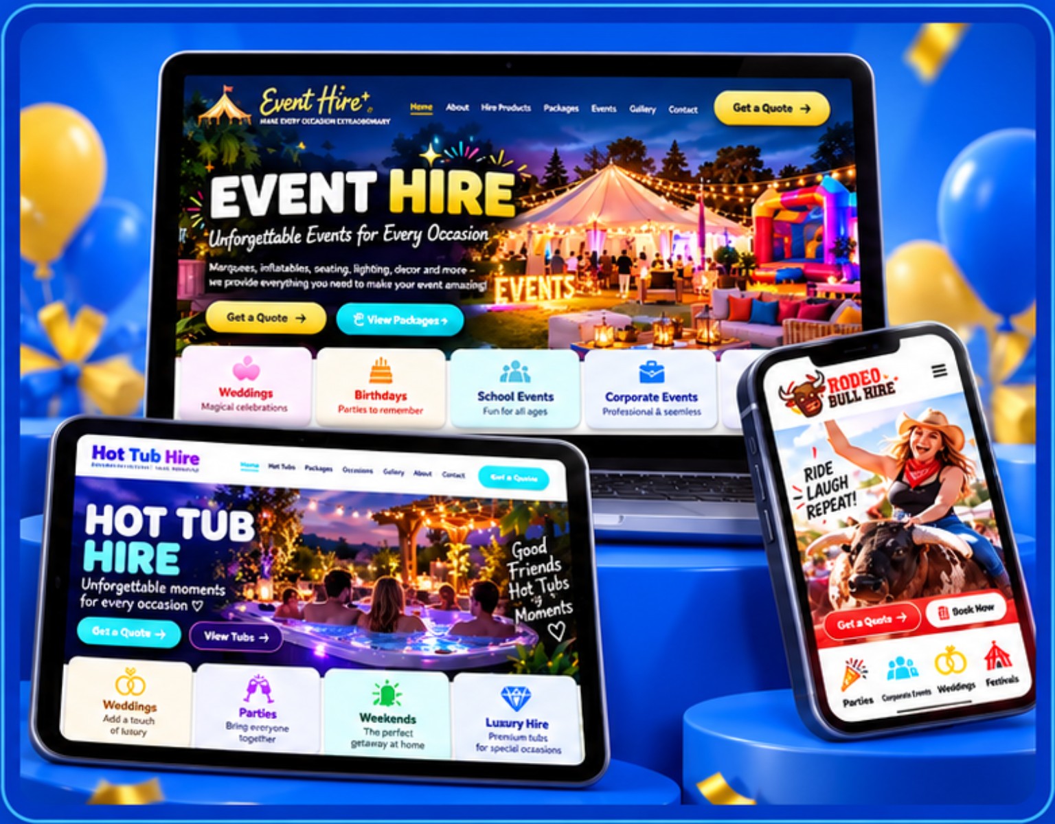 Example party hire website template 5