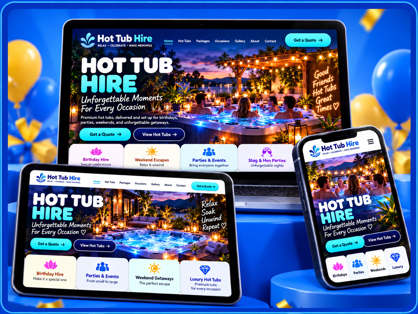 Example party hire website template 4